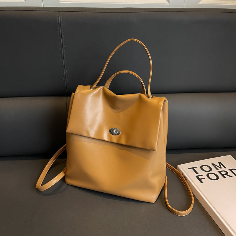 Retro Commuter-Style Vegan Leather Backpack