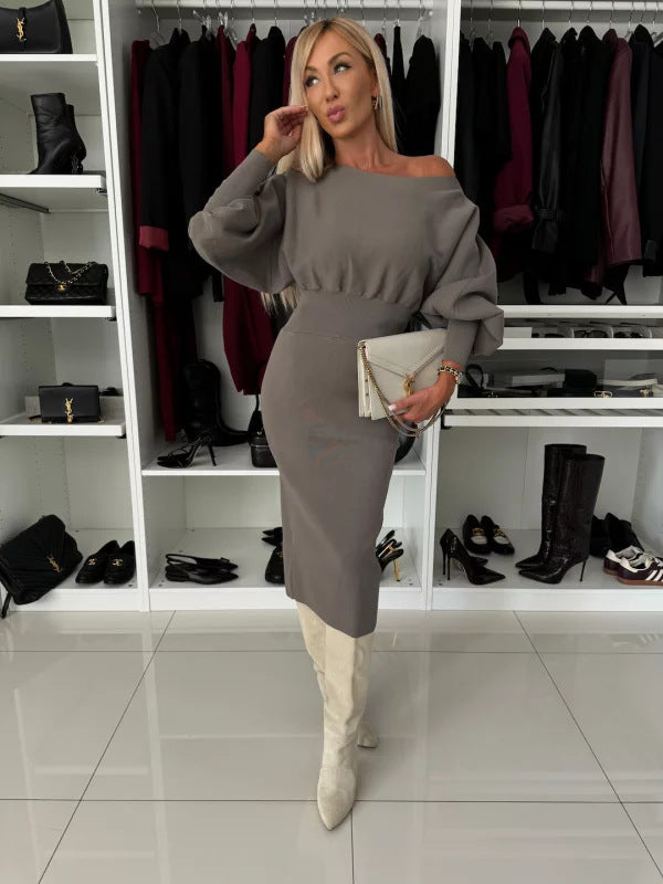 Cozy Off-Shoulder Knit Dress