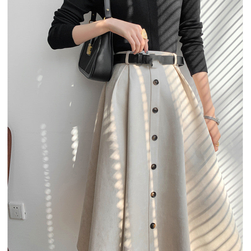 Versatile High-Waisted A-line Umbrella Skirt