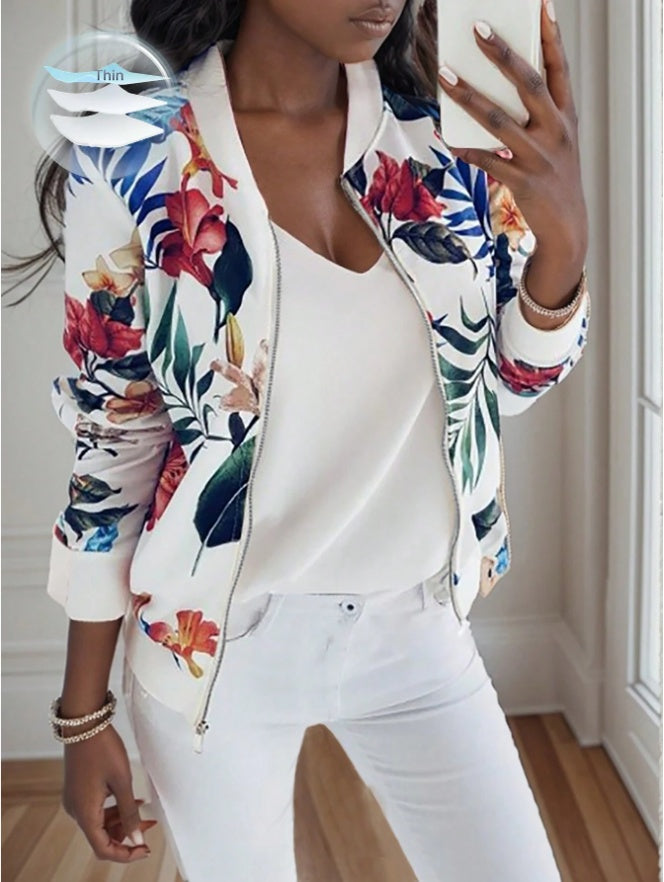 Graphic Print Zip-Up Bomber Jacket