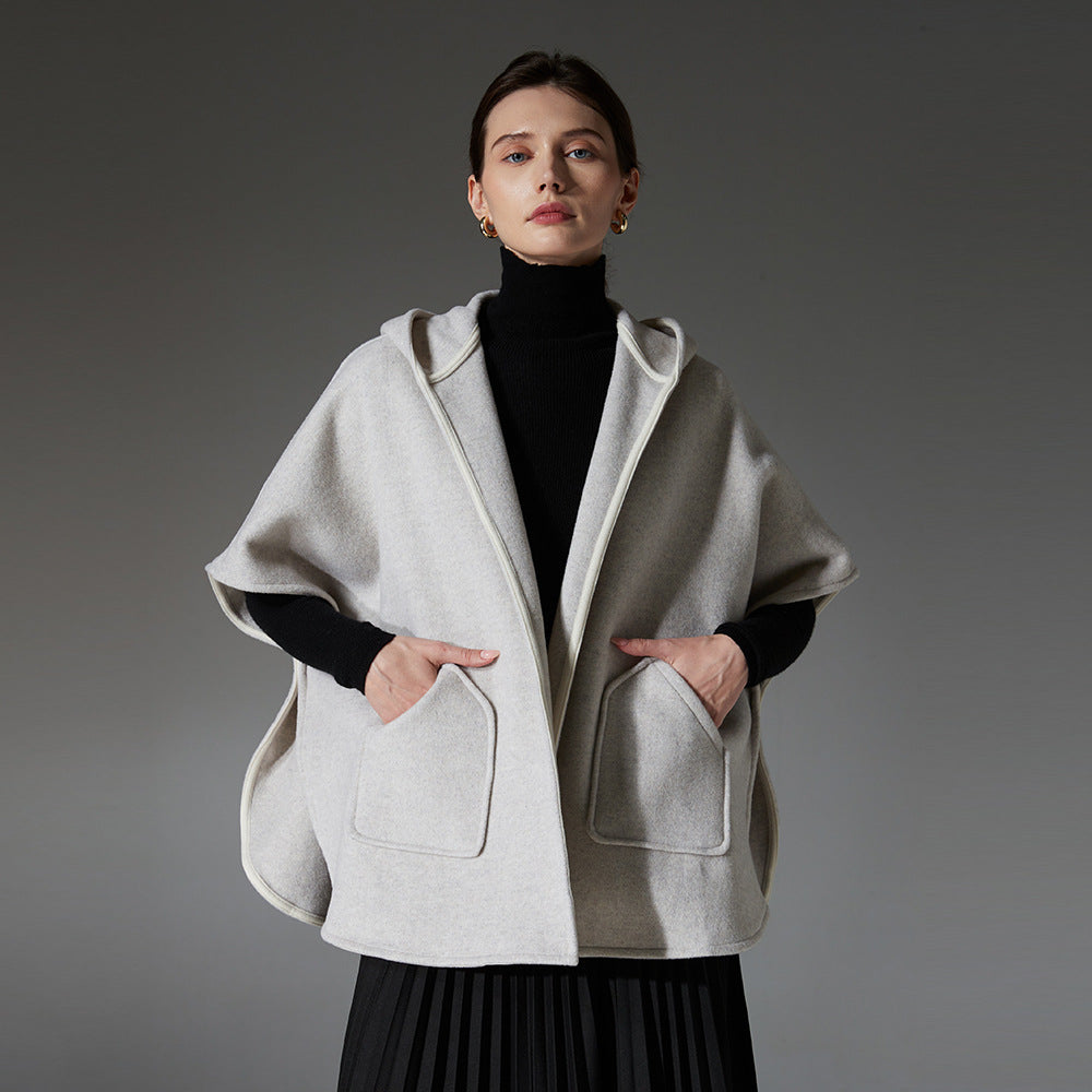 Modern Cashmere Wool Hooded Shawl