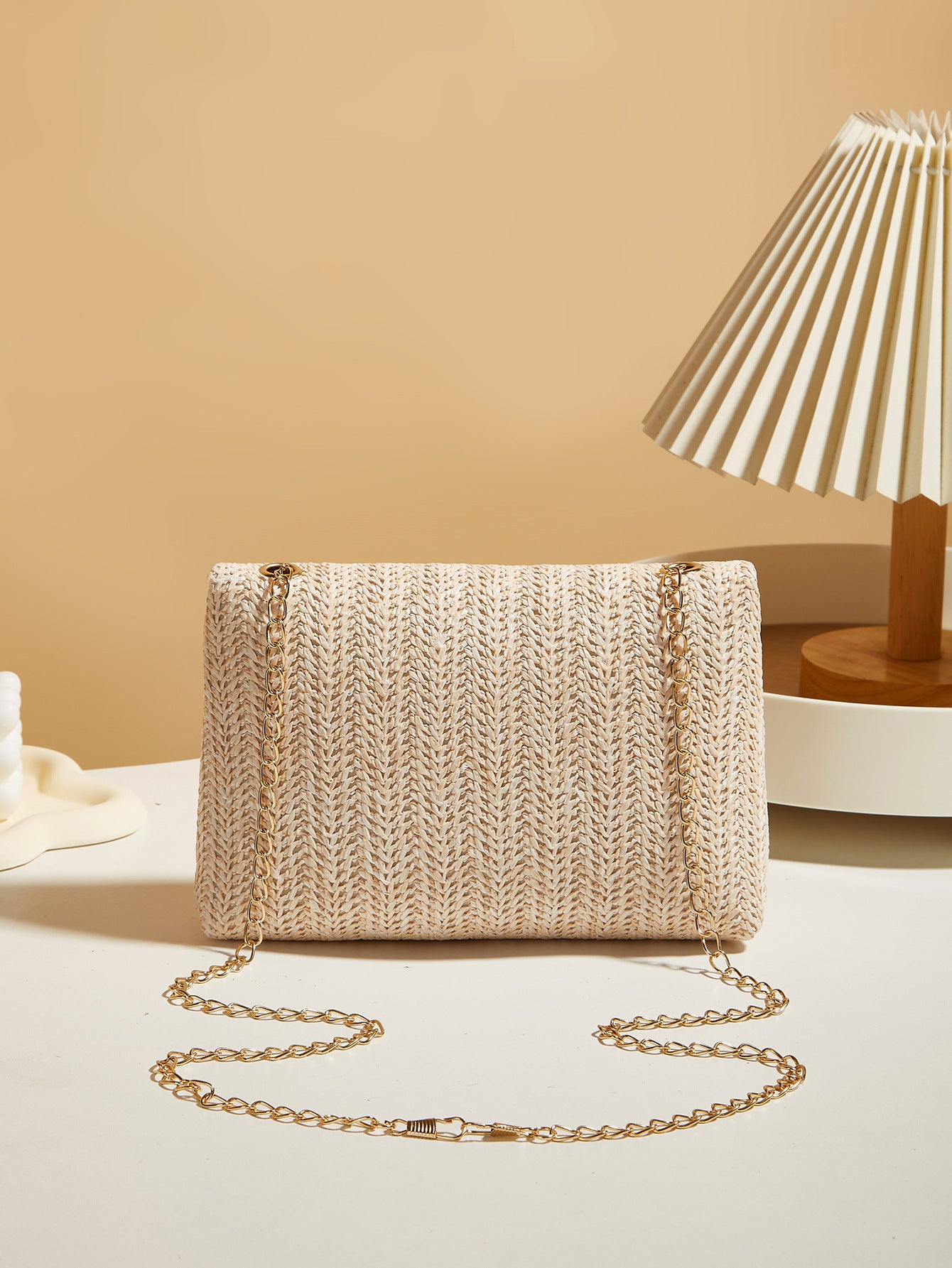 Straw Lock Box Crossbody Bag