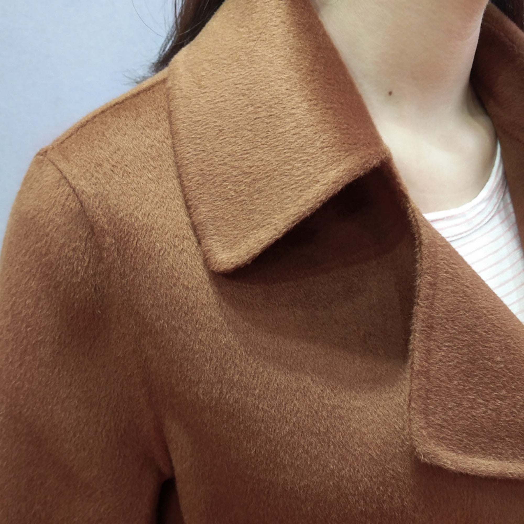 Knee-Length Belted Cashmere Blend Coat