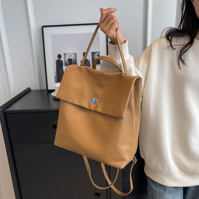 Retro Commuter-Style Vegan Leather Backpack