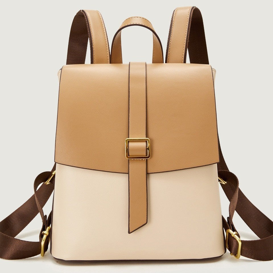 Vintage Vegan Leather Flap Backpack