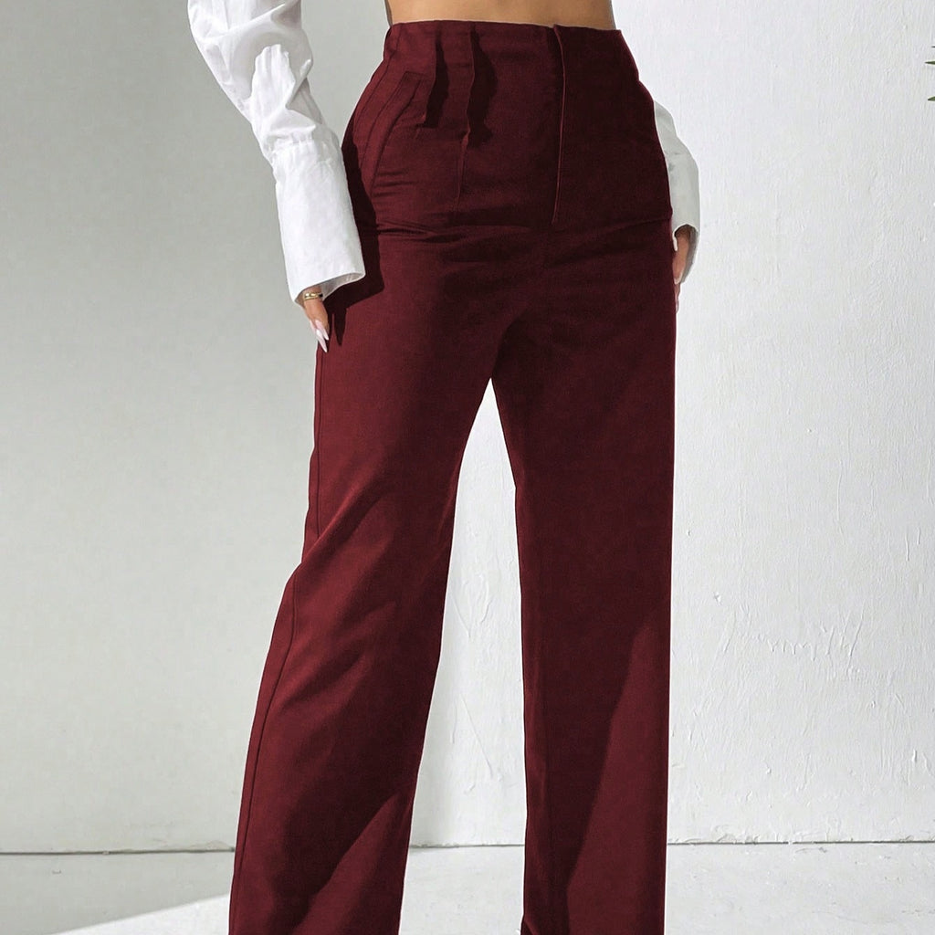 Tailored High-Waist Straight-Leg Wide Pants