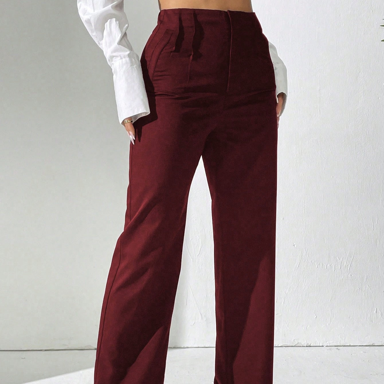 Tailored High-Waist Straight-Leg Wide Pants