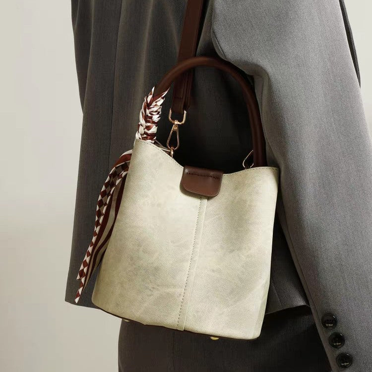 Soft Vegan Leather Bucket Handbag