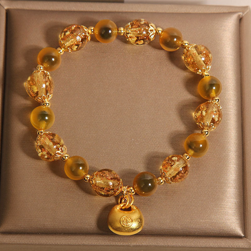 Natural Yellow Sugar Agate Crystal Bracelet