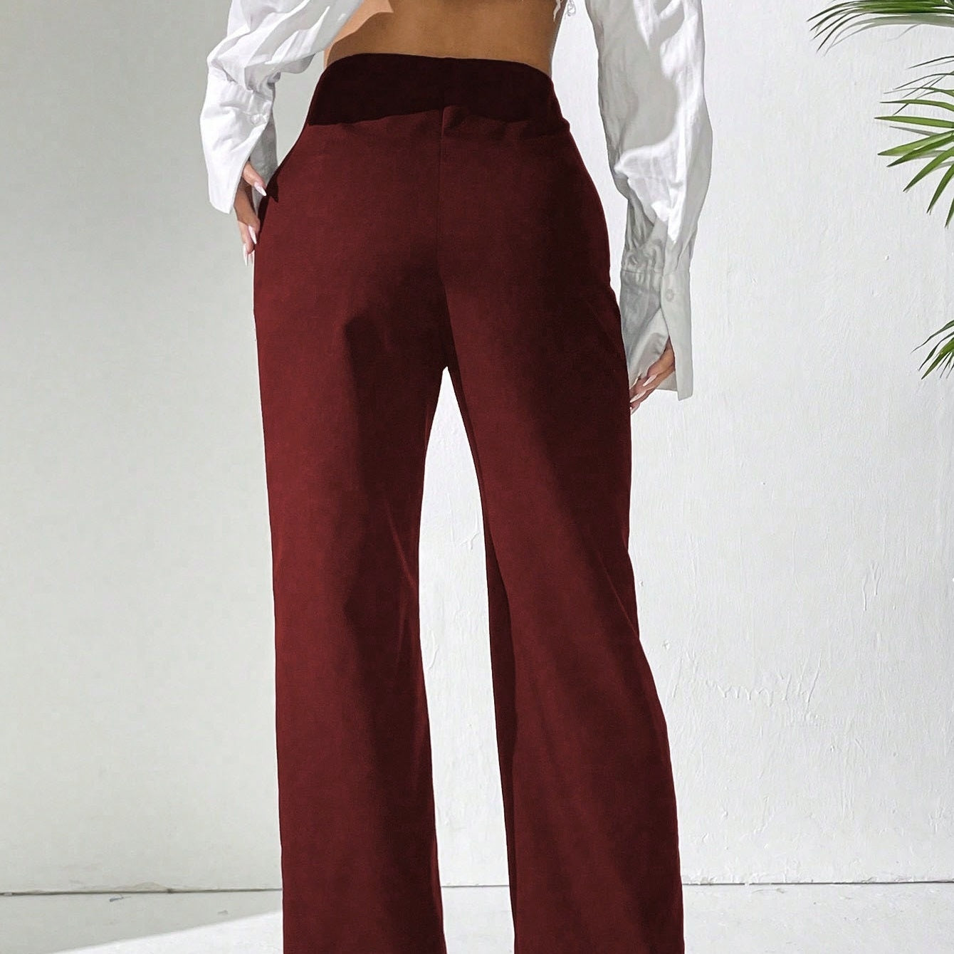 Tailored High-Waist Straight-Leg Wide Pants