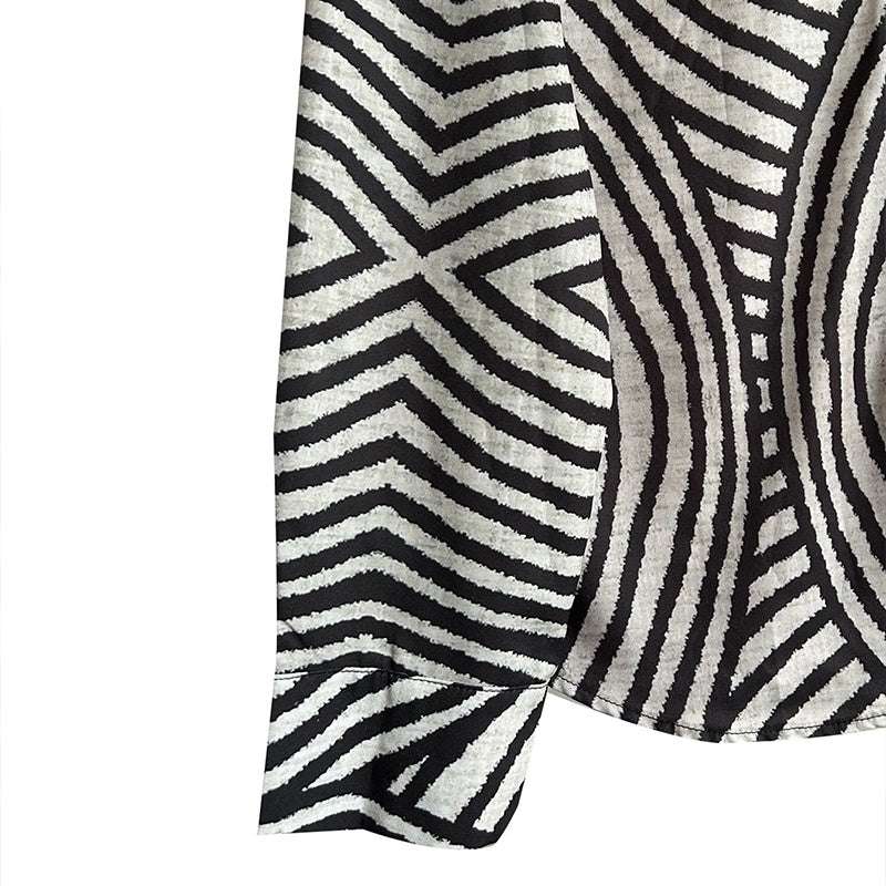 Striped Long Sleeve Button-Up Casual Loose Fit Blouse