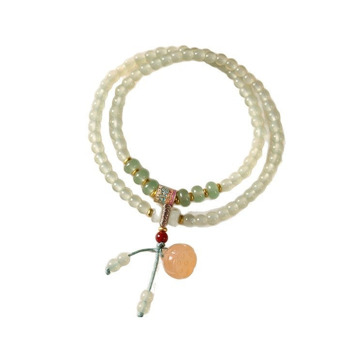Natural Aventurine Glass Lotus Pods Lucky Bamboo Positivity Bracelet