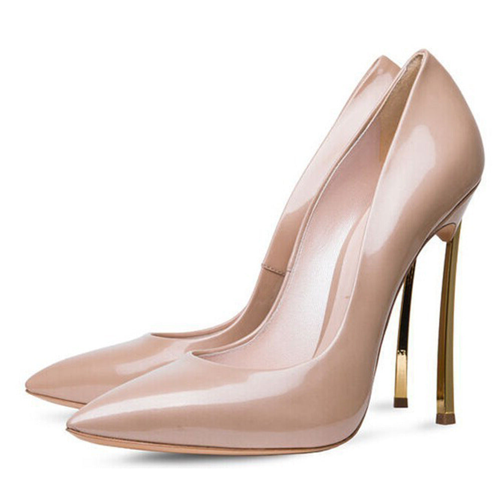 Pointed-Toe Metal Heel Stiletto Pumps