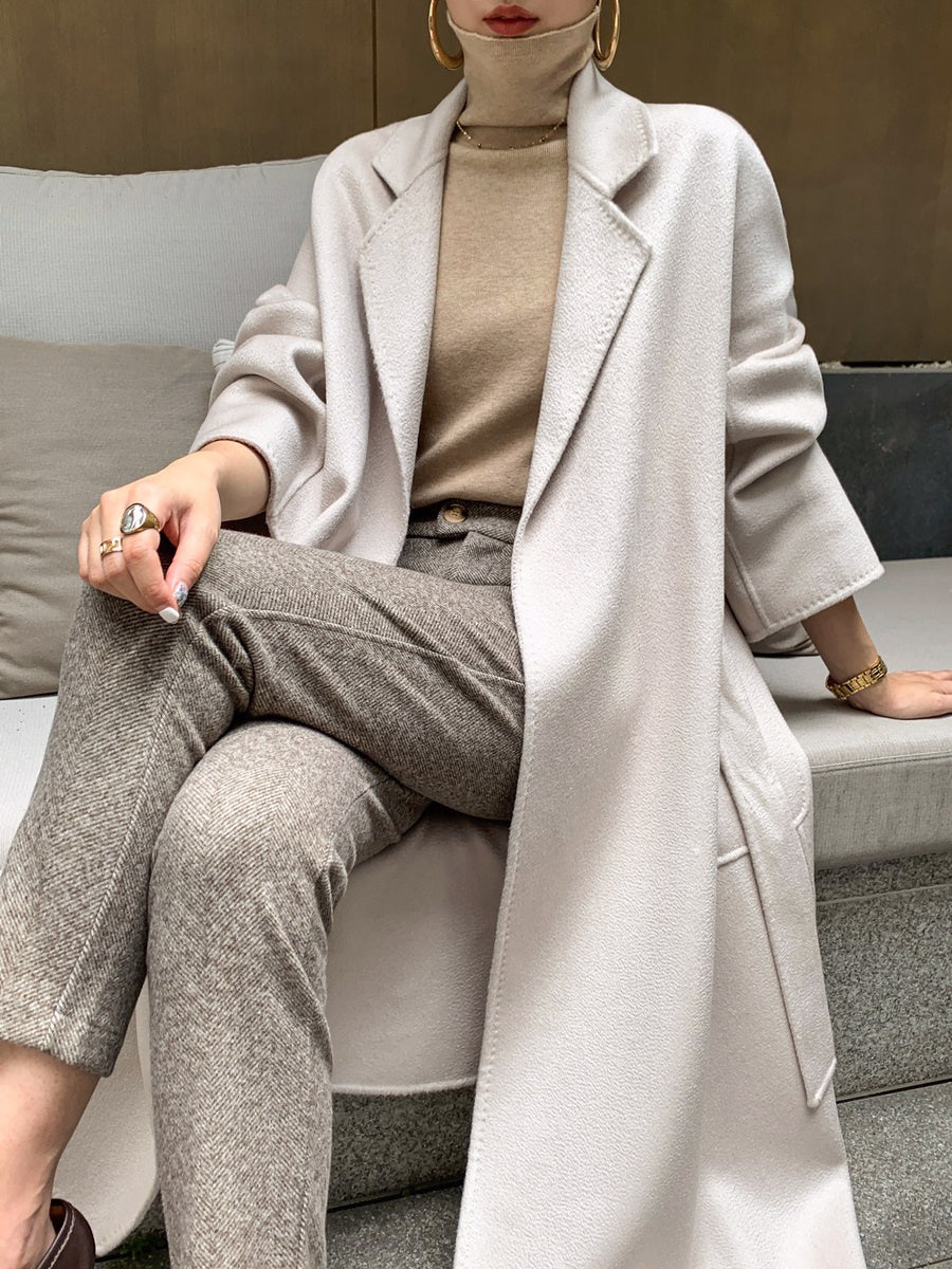 Double-Faced Belted Cashmere Wrap Coat