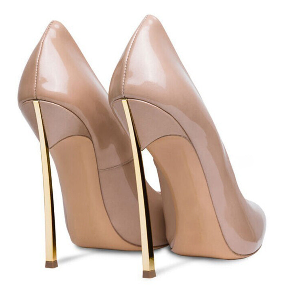 Pointed-Toe Metal Heel Stiletto Pumps