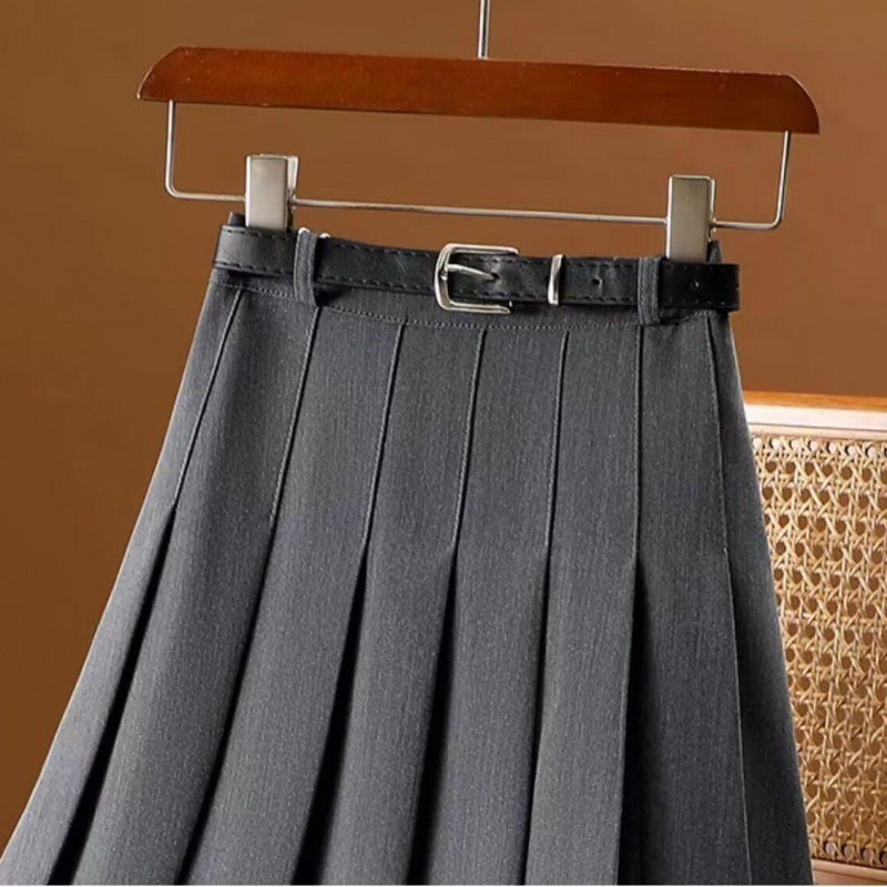 Mid-Length A-Line Pleated Skirt