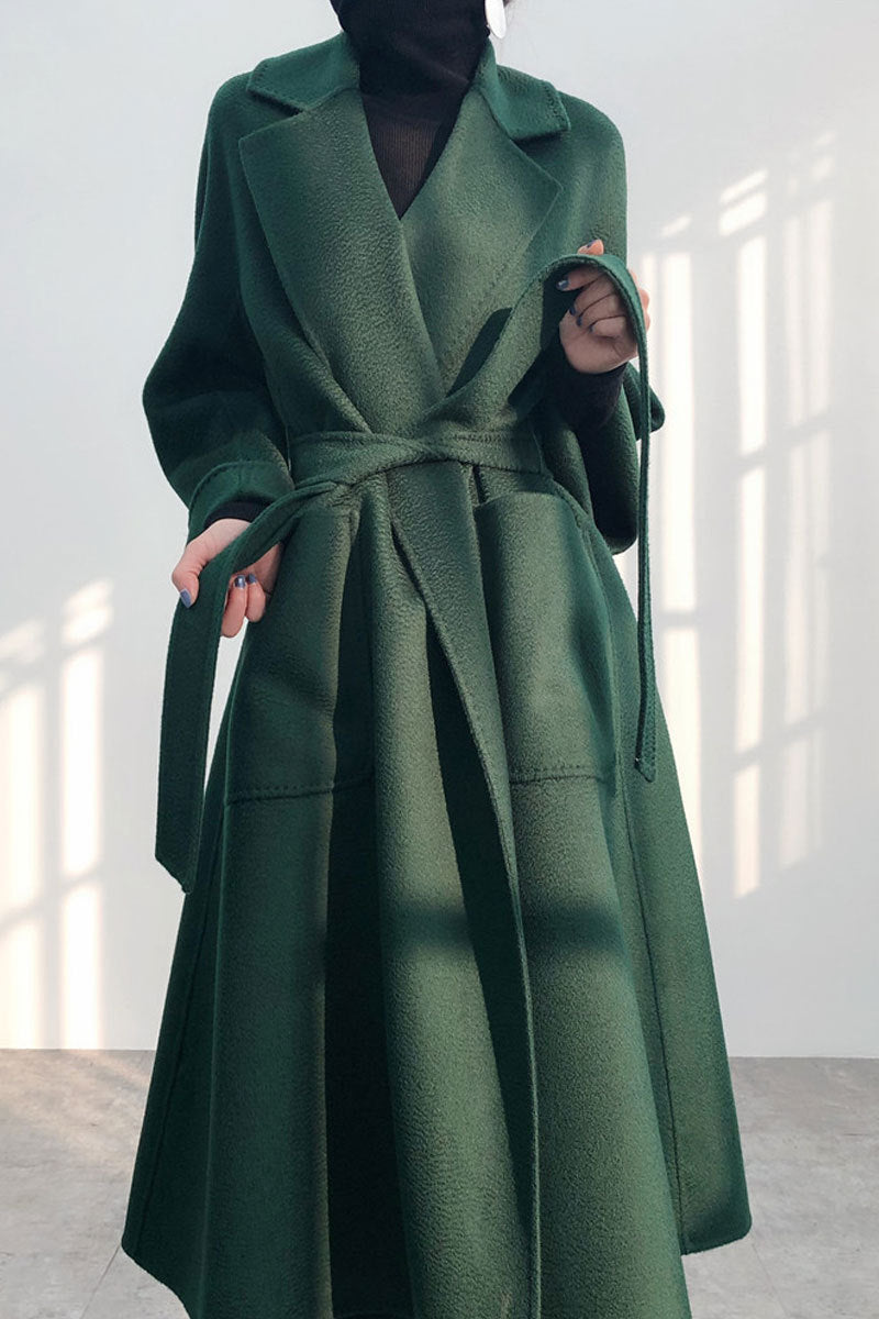 Double-Faced Belted Cashmere Wrap Coat