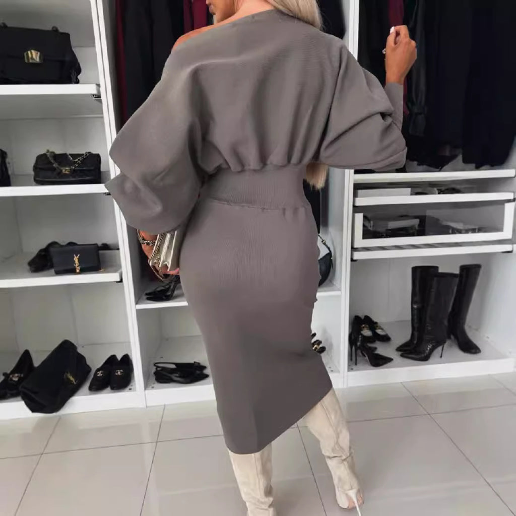 Cozy Off-Shoulder Knit Dress