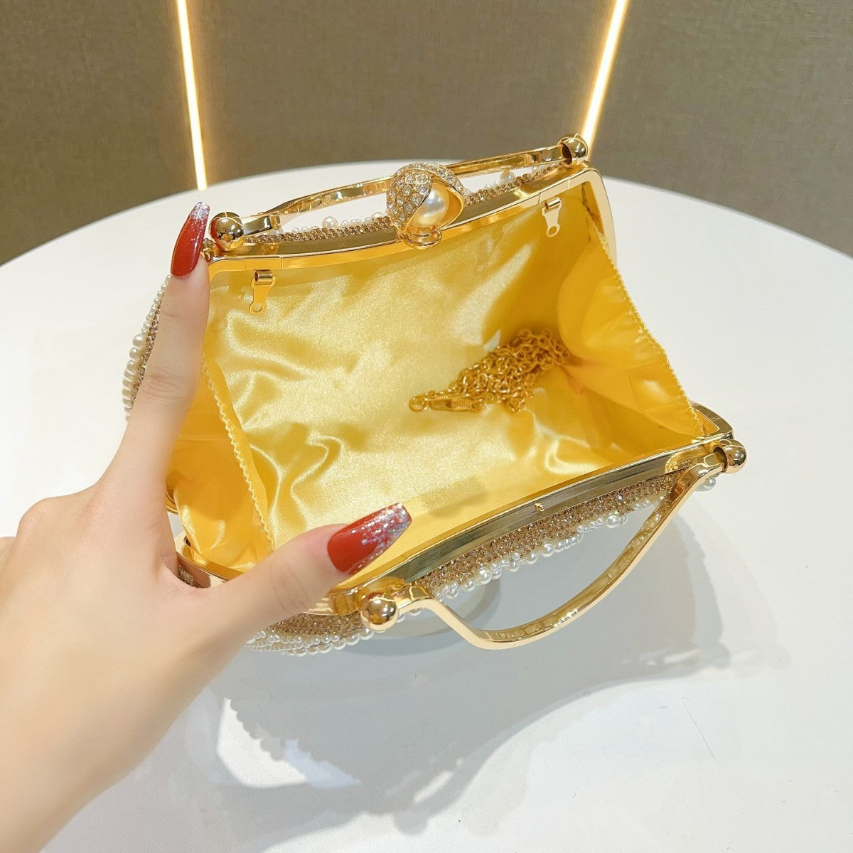Pearl Diamond Clutch Handbag