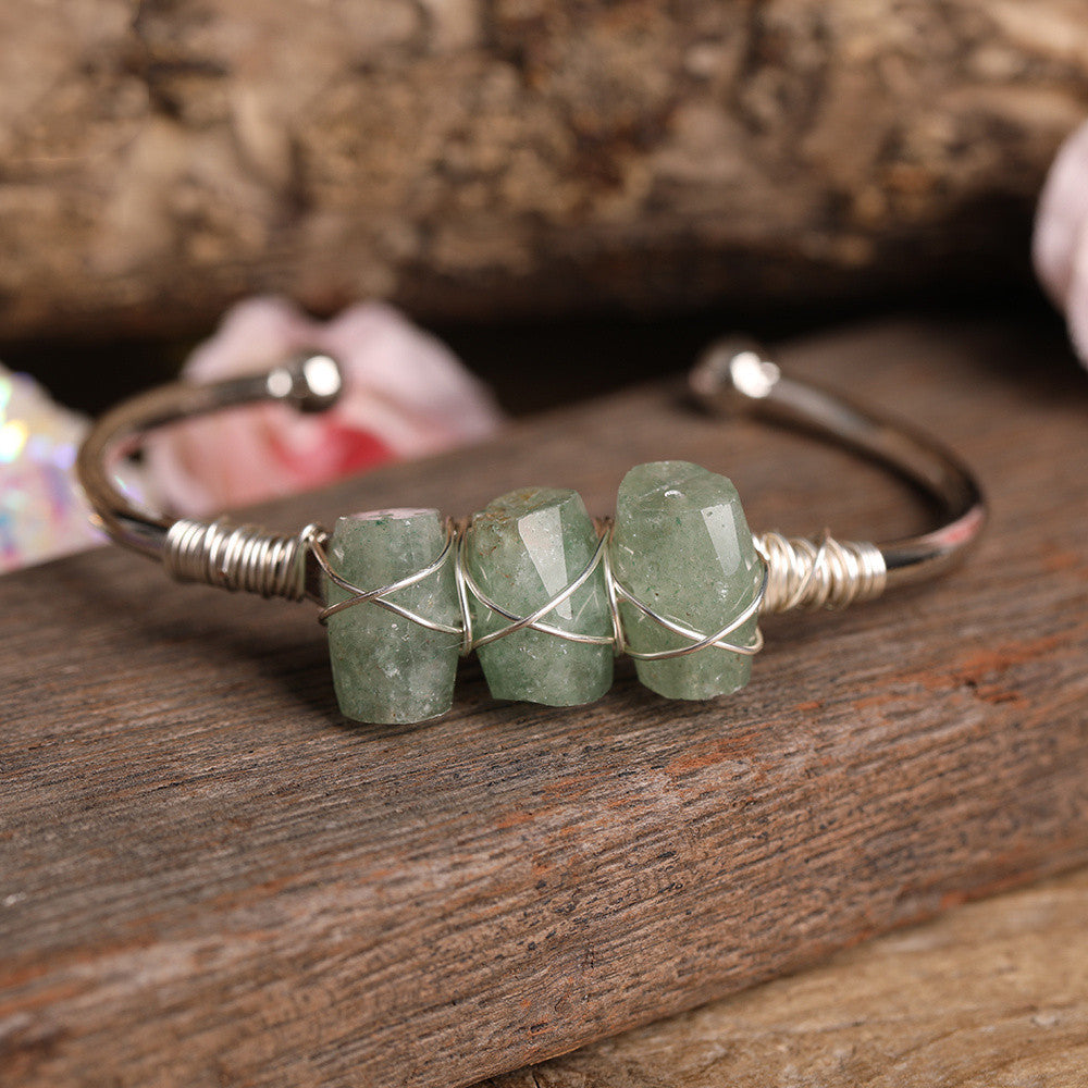 Natural Canadian Jade Beaded Cuff Bracelet