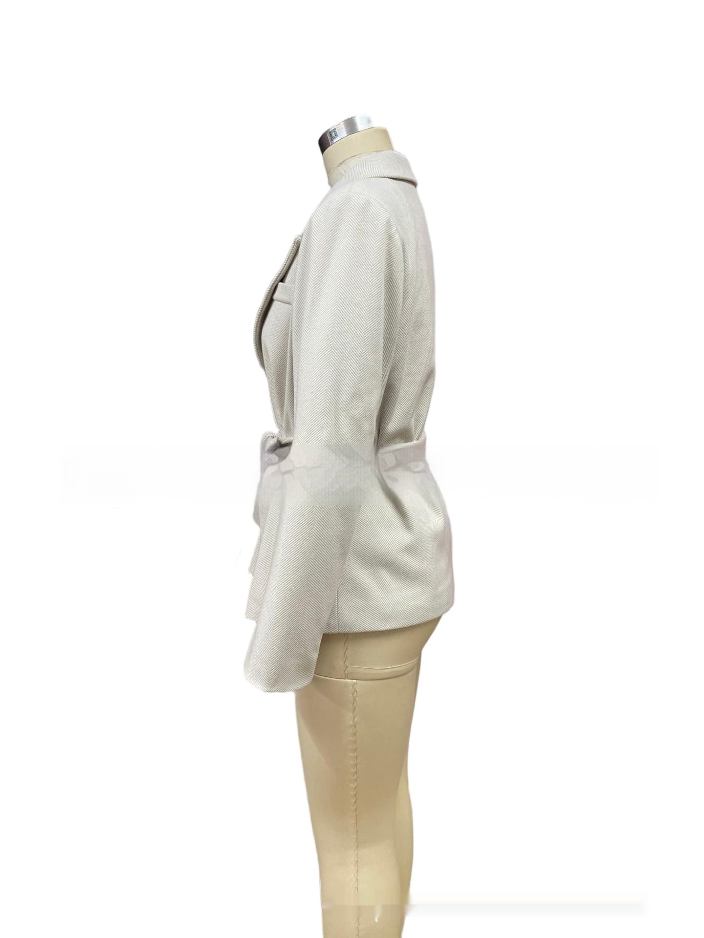 Casual Lightweight Woolen Coat with Belt
