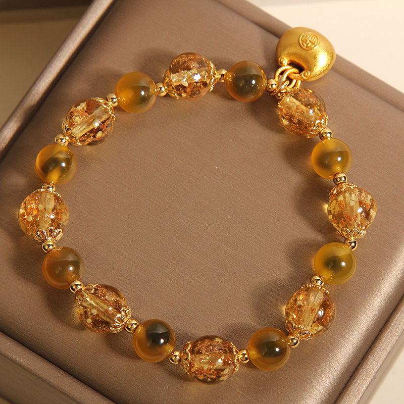 Natural Yellow Sugar Agate Crystal Bracelet