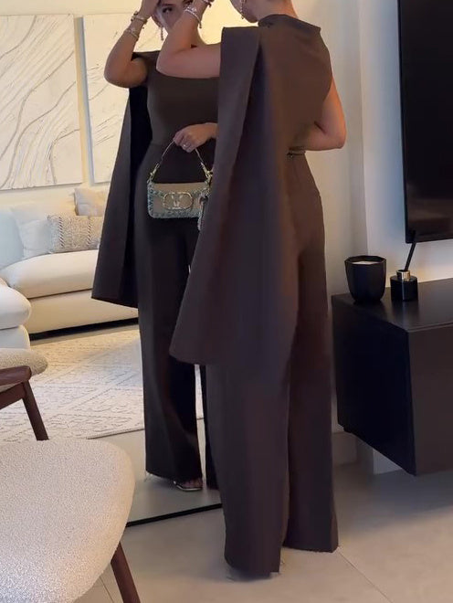 Sleeveless Scarf Top & High Waist Jumpsuit