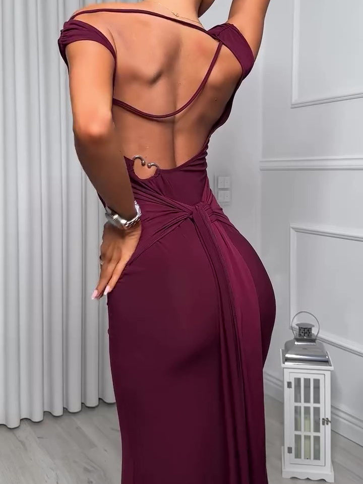 Backless Maxi Dress with Strappy Bodice & Chiffon Waist Sash