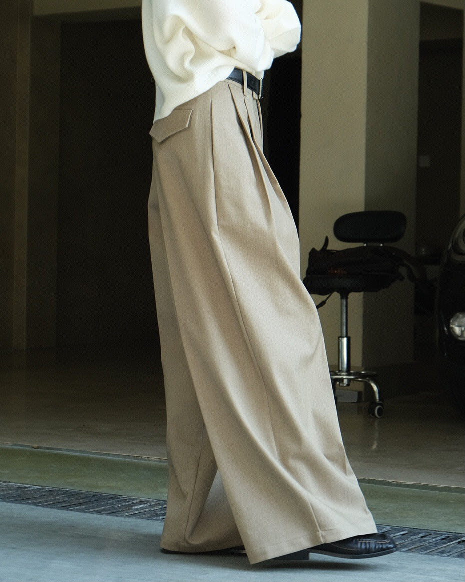 Pleated High-Waist Trouser Pants