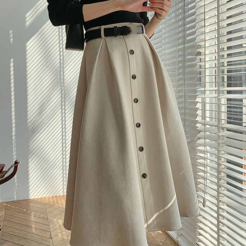 Versatile High-Waisted A-line Umbrella Skirt