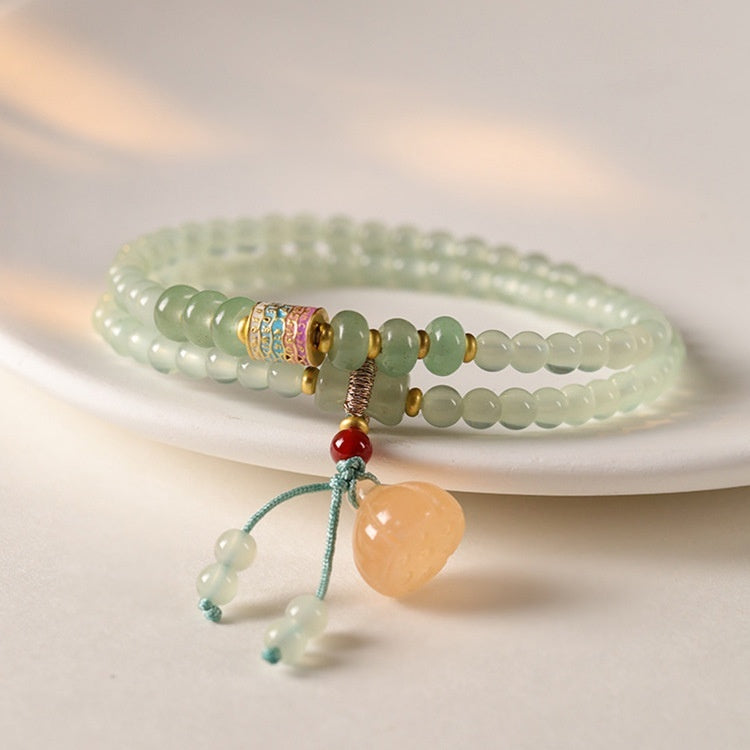 Natural Aventurine Glass Lotus Pods Lucky Bamboo Positivity Bracelet
