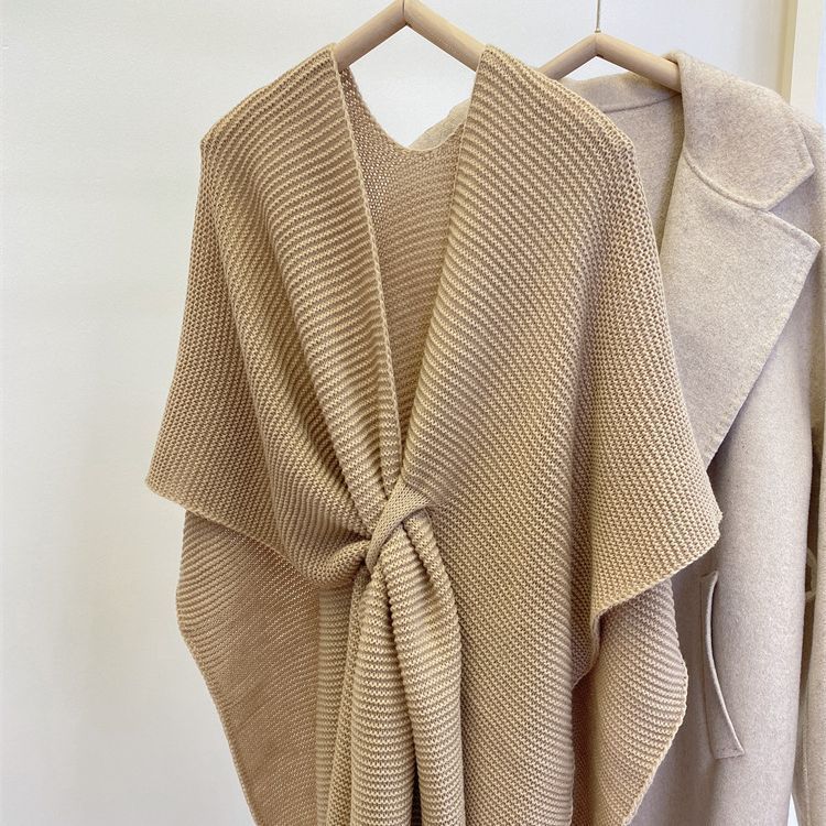 Thickened Buckle Wrap Knit Shawl